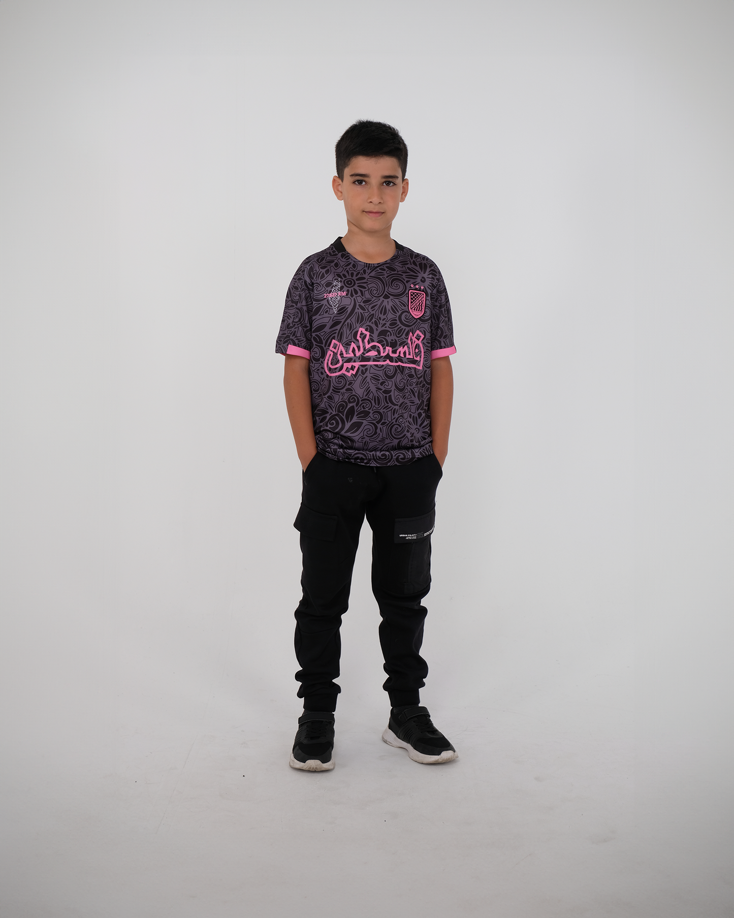 Children's Pink Grey Football Jersey - Unisex