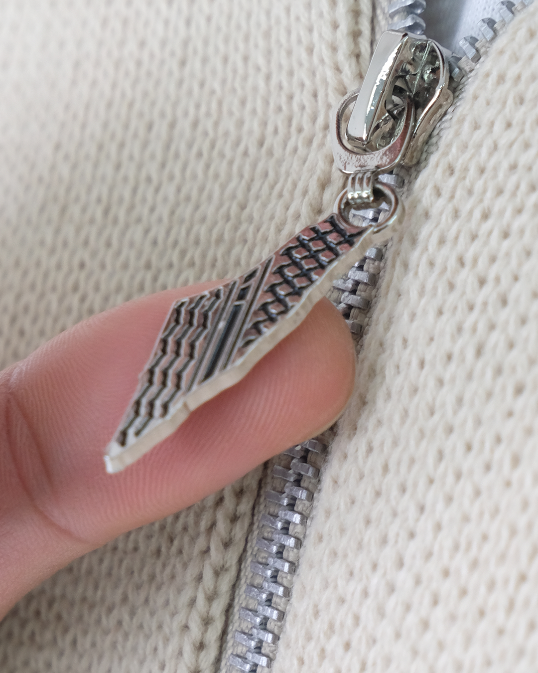 Keffiyeh Knitted Quater Zipper