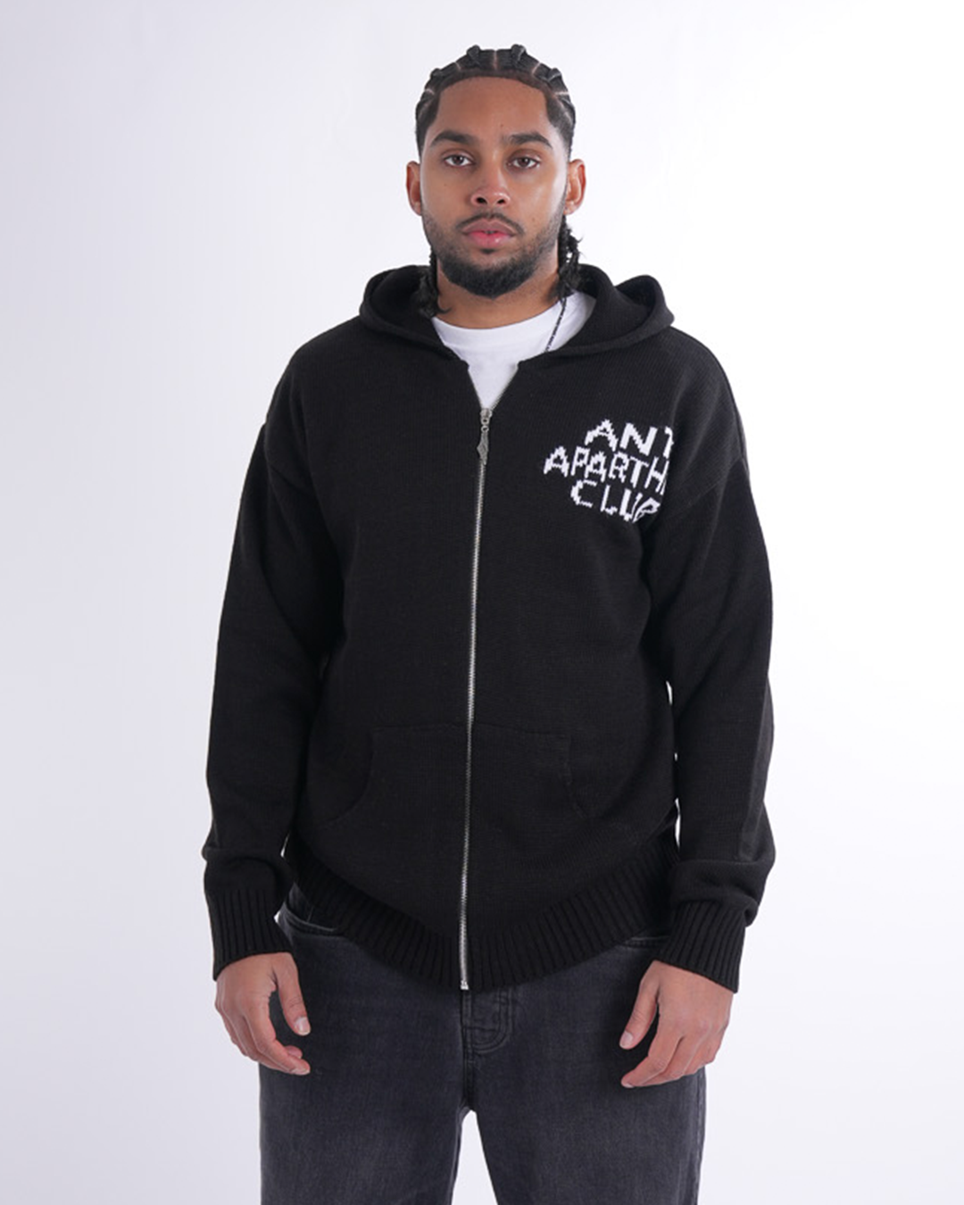 Anti Apartheid Club Black Knitted Zipper