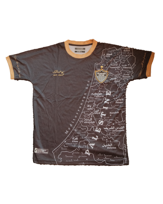 Original Palestine Map Black Football Jersey - Unisex