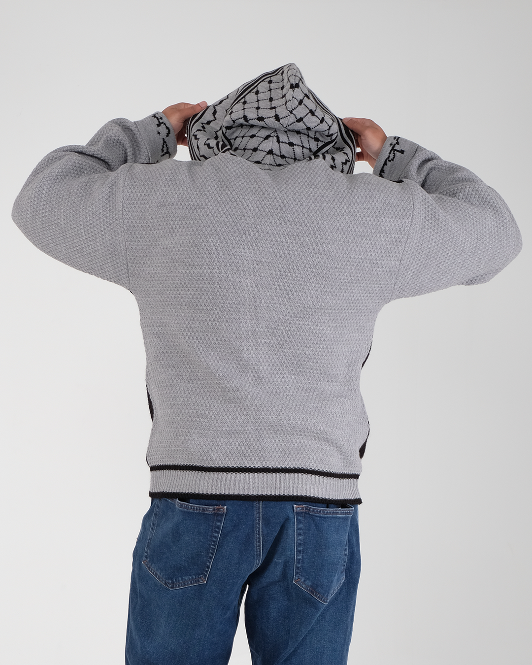 Cable Knit Zipper Grey/Black