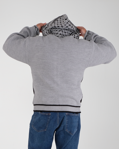 Cable Knit Zipper Grey/Black