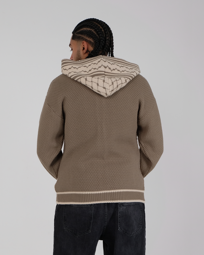 Cable Knit Zipper Khaki/Beige