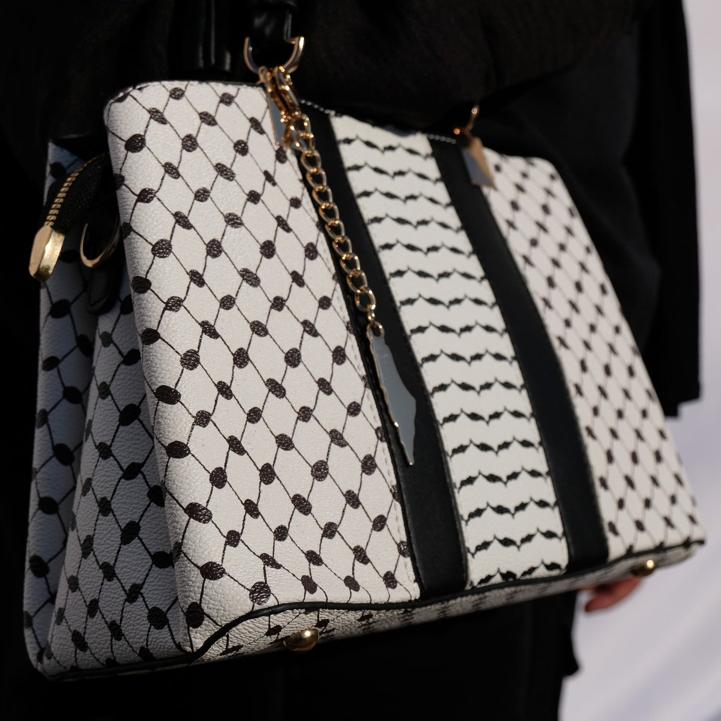 Palestine White Keffiyeh Handbag