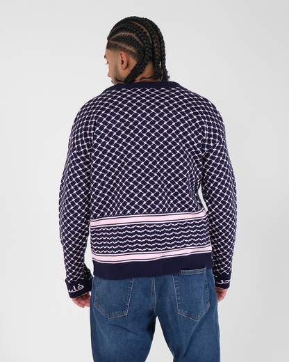 Keffiyeh Pattern Cardigan Pink