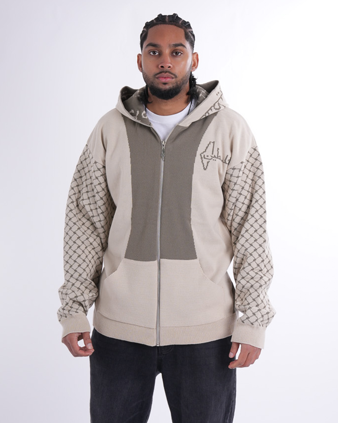 Palestine Beige Knitted Zipper