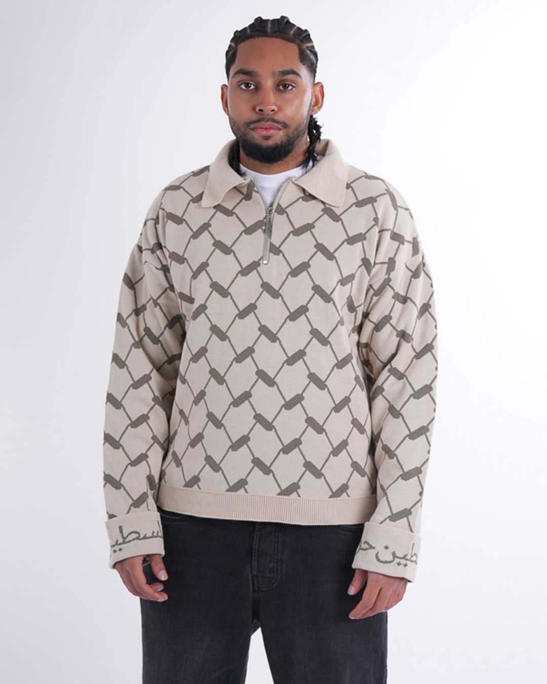 Keffiyeh Knitted Quater Zipper