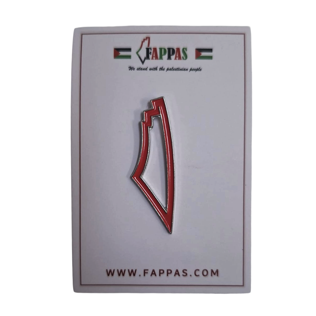 PALESTINE RED OUTLINE MAP PIN BADGE – ENAMEL