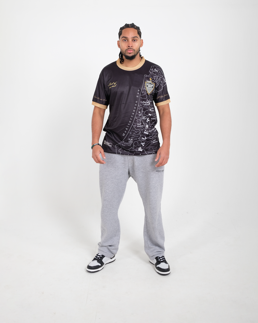 Original Palestine Map Black Football Jersey - Unisex