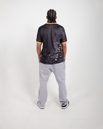 Original Palestine Map Black Football Jersey - Unisex