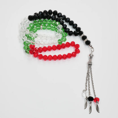 99-Bead Crystal Palestine Tasbih, Prayer Beads